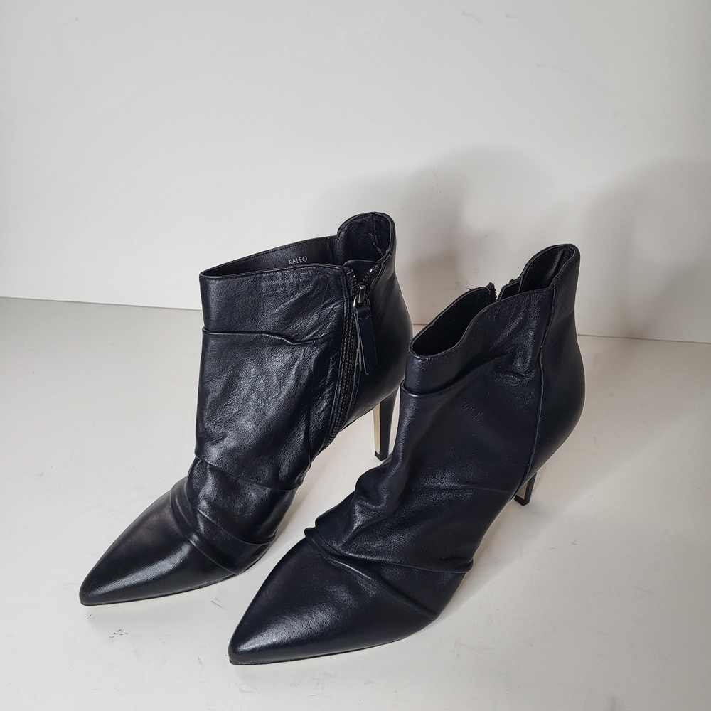 NEW Tahari Black Heeled Leather Ankle Boots